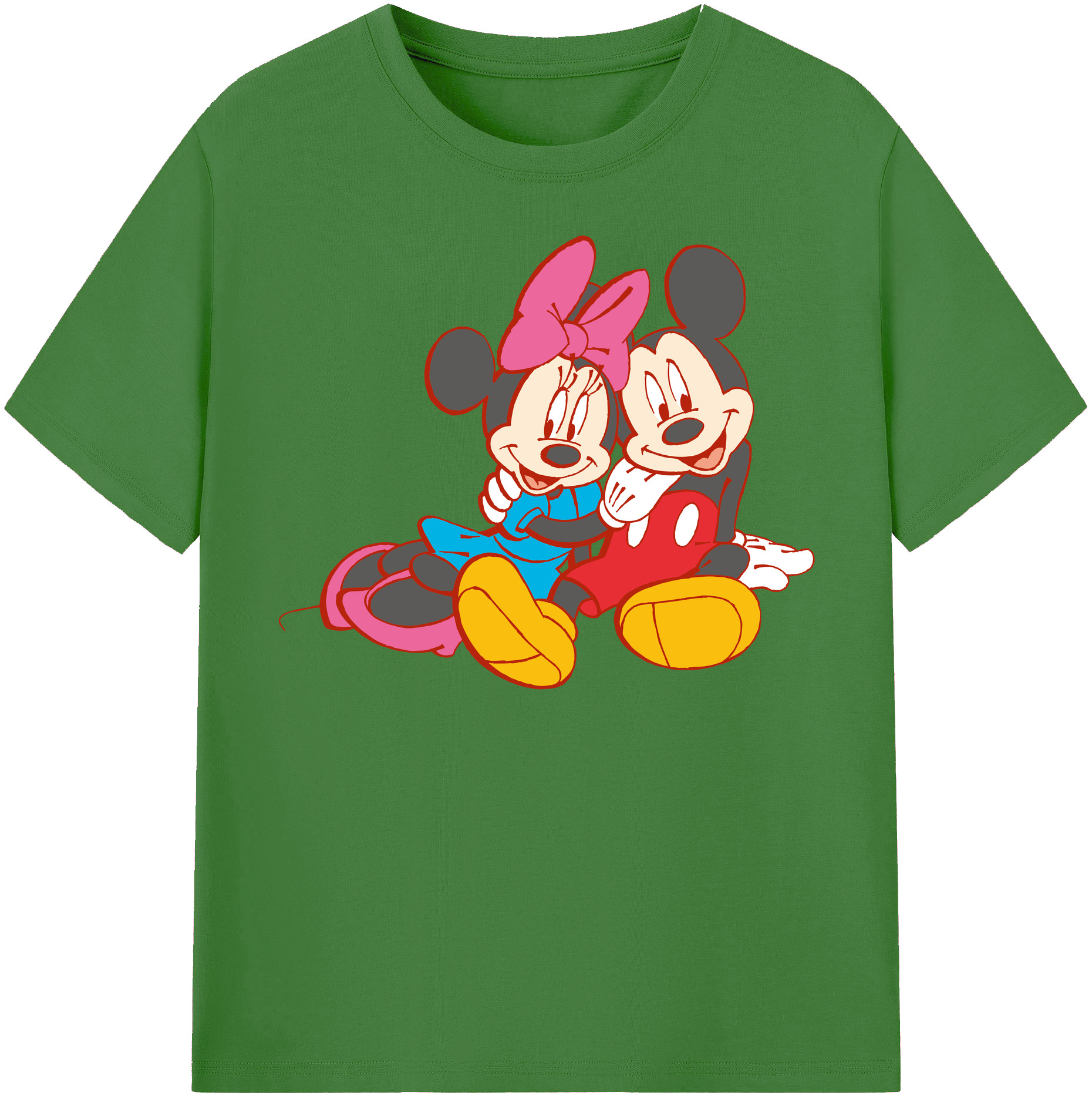 （画像用） ミッキーマウス Mickey Mouse レディースカジュアルプリントTシャツ（綿100％）